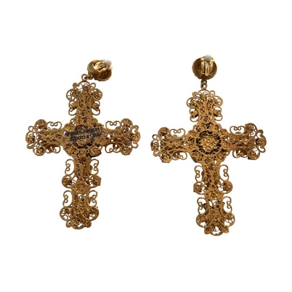 Dolce & Gabbana Gold and Black Cross Earrings - Picture 4 of 6